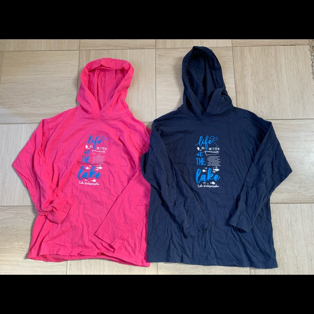Lake Winnipesaukee Long Sleeve Hooded Tees Size Youth Medium (2)